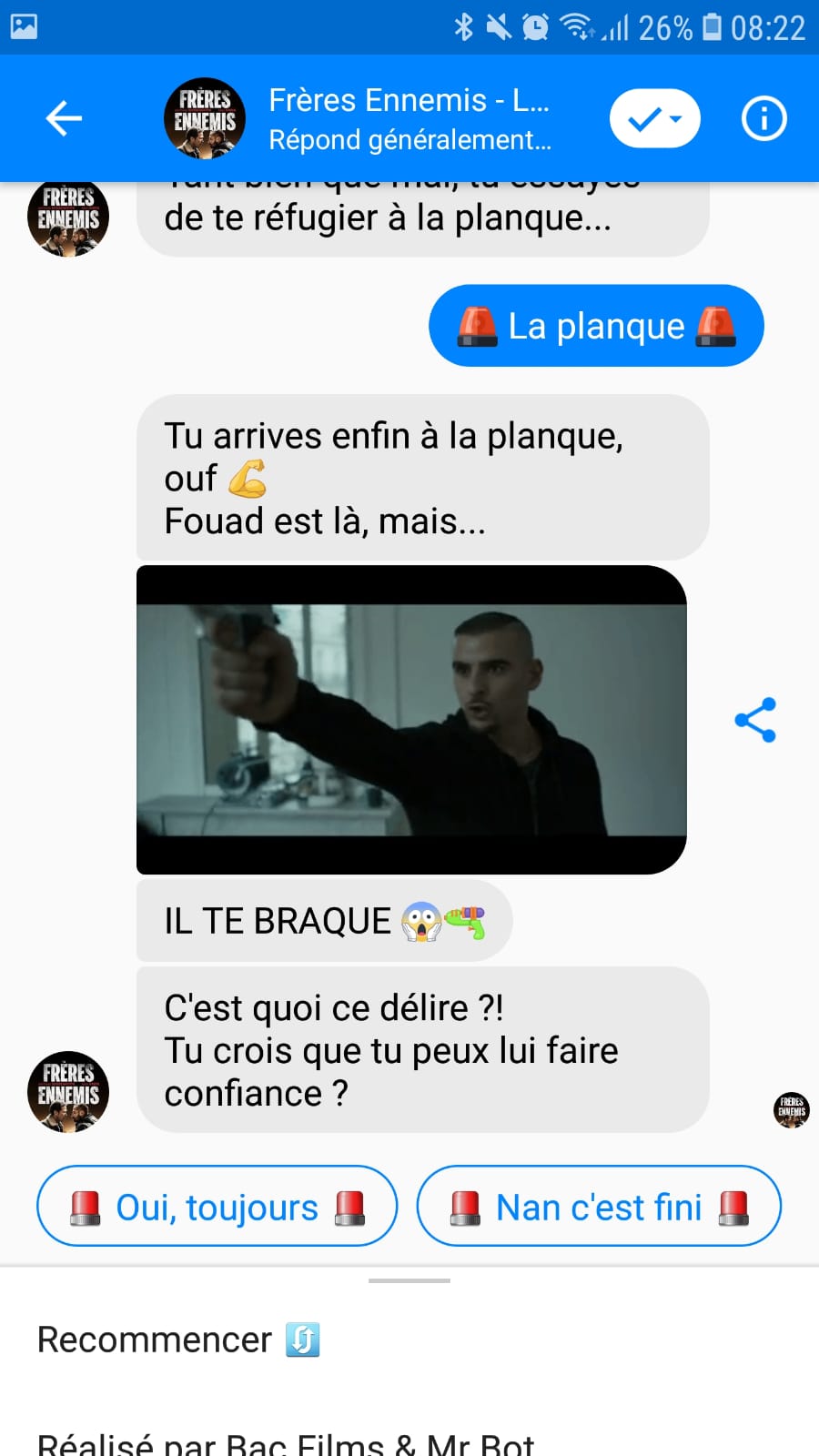 Screenshot Mr Bot Facebook Messenger Cinéma Film Frères Ennemis Fianso
